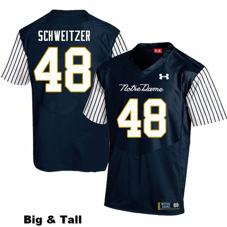 Men's NCAA Notre Dame Fighting Irish #48 Will Schweitzer Stitched College Under Armour Authentic Navy Big & Tall Alternate Football Jersey EN10S54VX